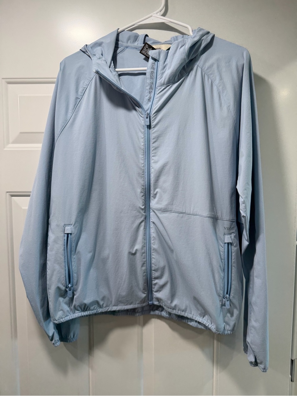 Vuori Light Blue Women's Hooded Zip-Front rain Jacket
